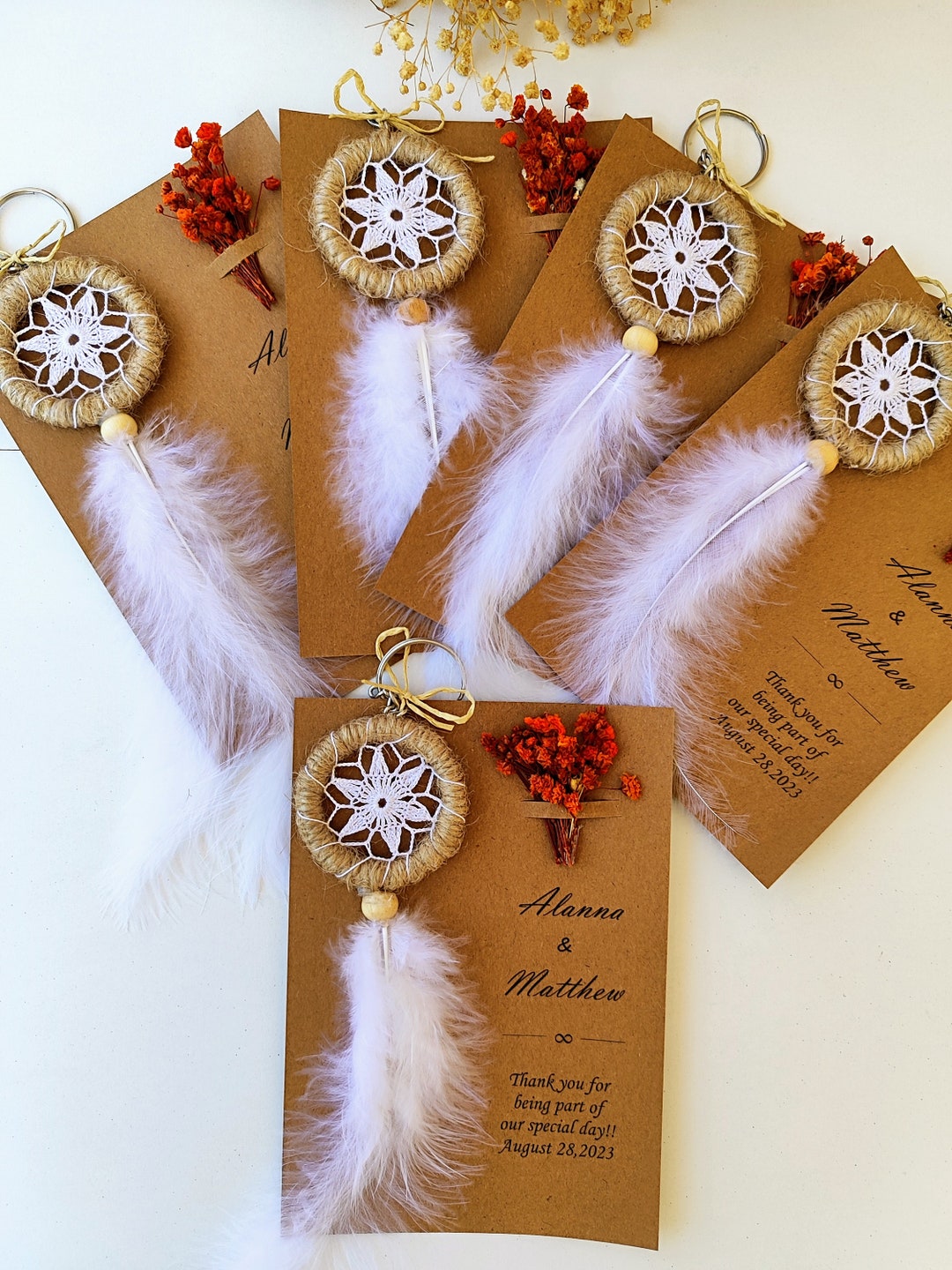 Mini Dreamcatcher Keychain Unique Favors for Guest, Boho Wedding Bridal