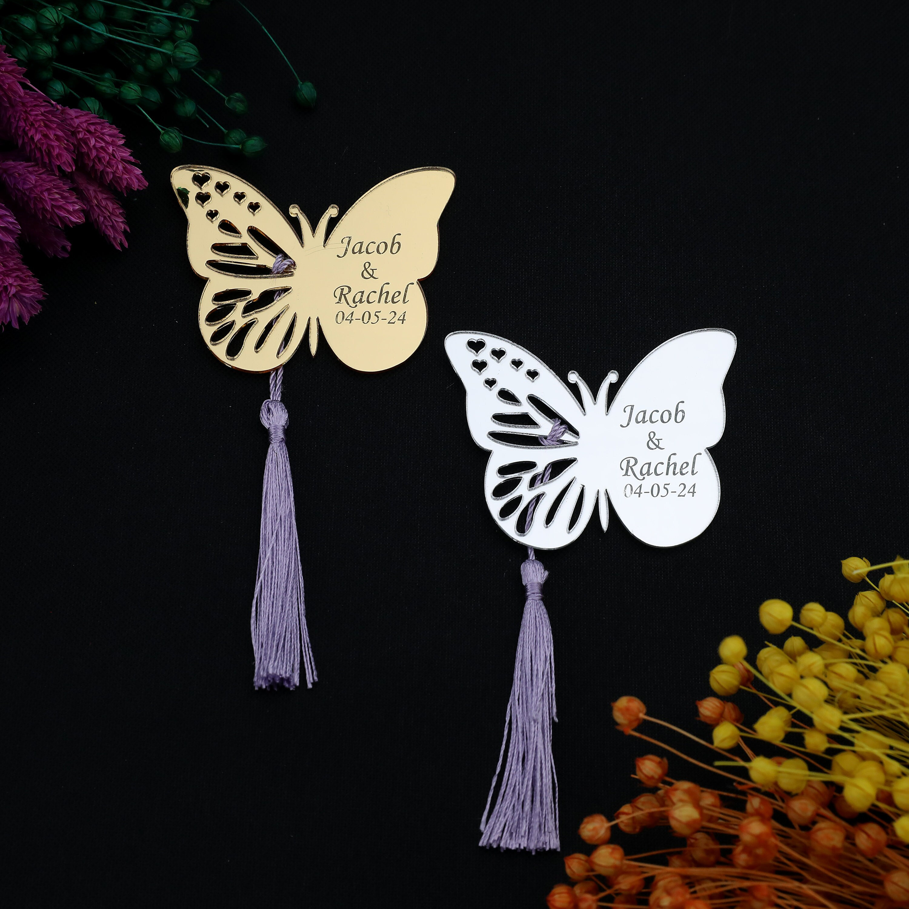 25 PCS Custom Quinceanera Butterfly Favors, Mis Quince Magnet, Mis Anos Favor, Sweet 16 Birthday Gift, Party Favor, Acrilic Mirror Magnet