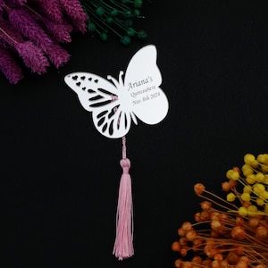 50 piezas de recuerdos de mariposa de quinceañera personalizados, imán de Mis Quince 15, recuerdo de Mis Anos, regalo de cumpleaños dulce 16, recuerdo de fiesta, imán de espejo acrílico