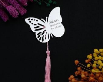 50 PCS Custom Quinceanera Butterfly Favors, Mis Quince 15 Magnet, Mis Anos Favor, Sweet 16 Birthday Gift, Party Favor, Acrilic Mirror Magnet
