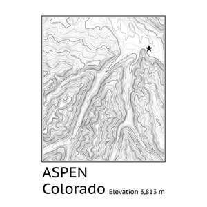 Aspen, Colorado | Topography Print | Downloadable File