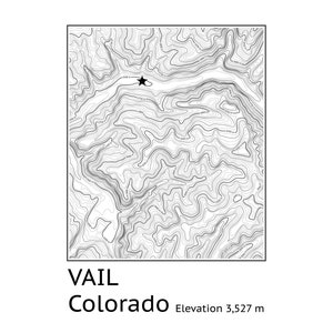 Vail, Colorado | Impression de topographie | Fichier téléchargeable