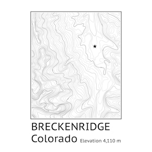 Breckenridge, Colorado | Impression de topographie | Fichier téléchargeable