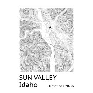 Sun Valley, Idaho | Topografie-afdruk | Downloadbaar bestand