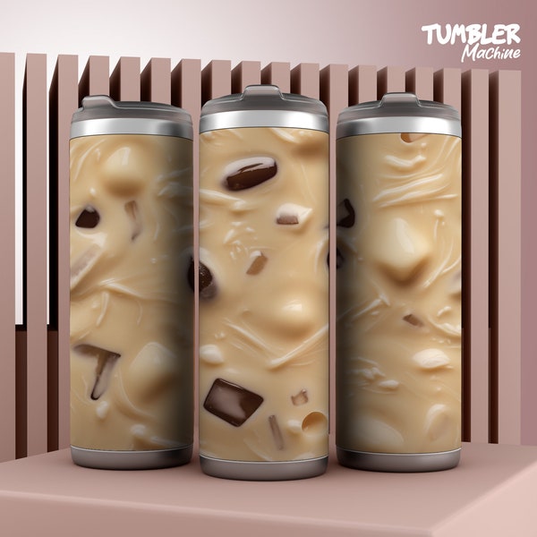 Conception de gobelet à café au chocolat blanc 3D / Ice Delicious Wrap / Straight Tapered / 20 et 30 oz / Téléchargement instantané / Haute qualité