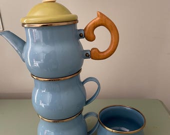 vintage Mackenzie-Childs Camp Enamel tea set