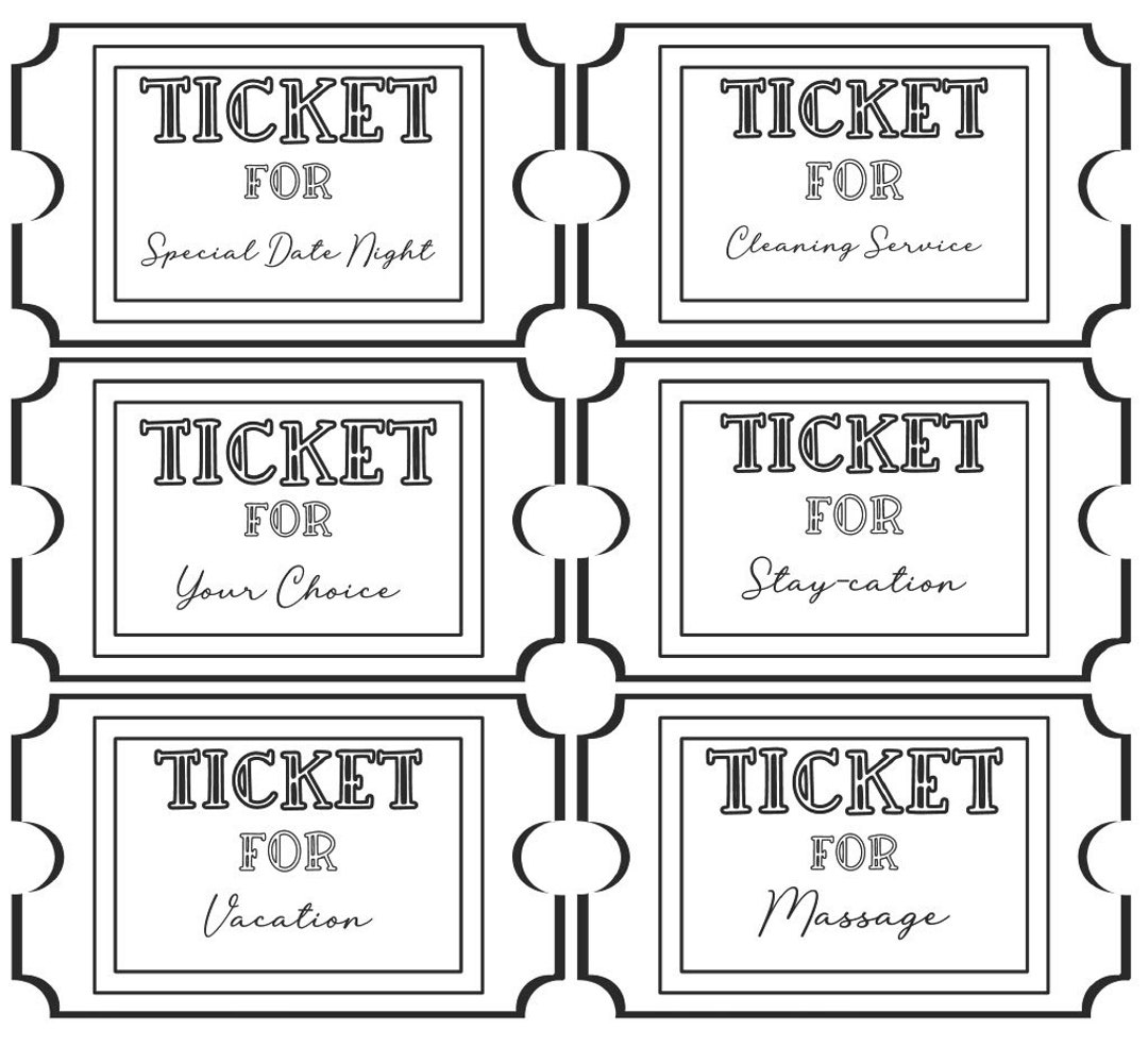 Cute Printable Ticket Coupons - Etsy