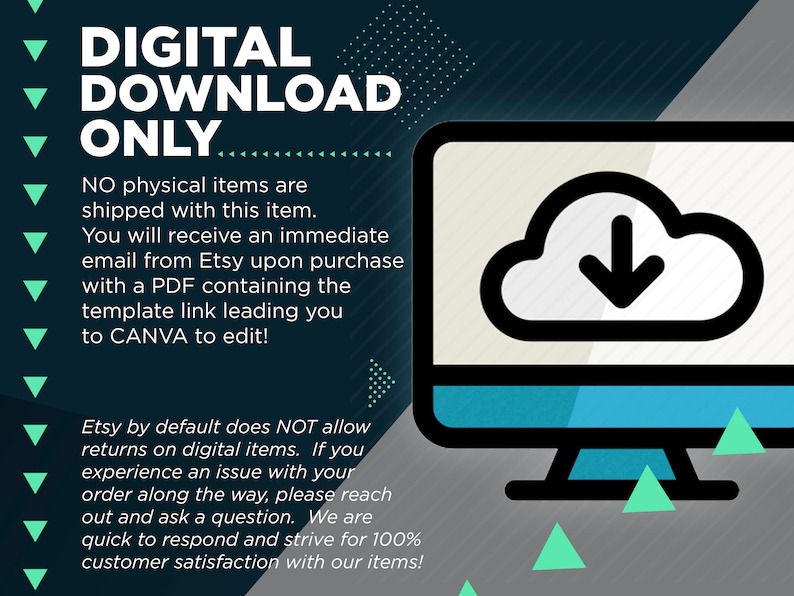 Pode incluir: Um gr&aacute;fico azul-esverdeado e preto com texto branco que diz "DOWNLOAD DIGITAL APENAS". O gr&aacute;fico tamb&eacute;m inclui um monitor de computador com uma nuvem e uma seta para baixo, indicando um download digital. O texto abaixo do gr&aacute;fico explica que o item &eacute; um download digital e que o comprador receber&aacute; um e-mail com um link para baixar o arquivo.