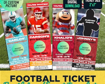Digital Football Invitation Ticket | Digital Birthday Invite | Wedding Event Birthday Party | Printable Sports Ticket We Customize | Gift