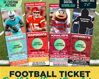 Digital Football Invitation Ticket | Digital Birthday Invite | Wedding Event Birthday Party | Printable Sports Ticket We Customize | Gift