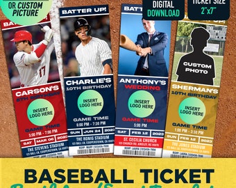 Digital Baseball Invitation Ticket | Digital Event Wedding Groom Invite | Baseball Birthday Party | Printable Sports Ticket We Customize |