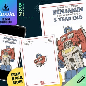 Optimus Prime Digital Birthday Invitation | Digital Template | Transformers Template | Birthday Invitation