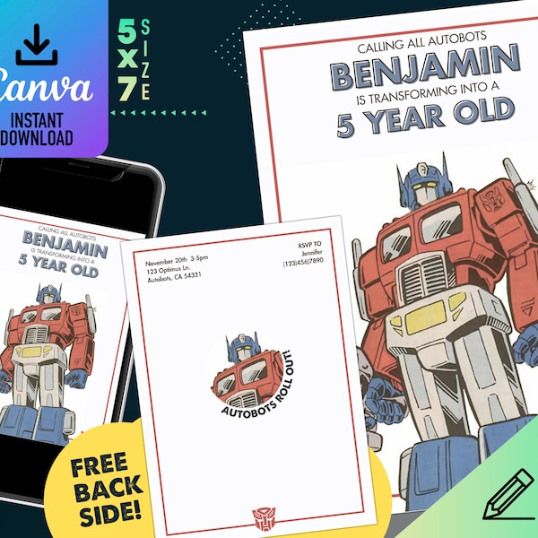 Transformers Birthday Invitation - Etsy