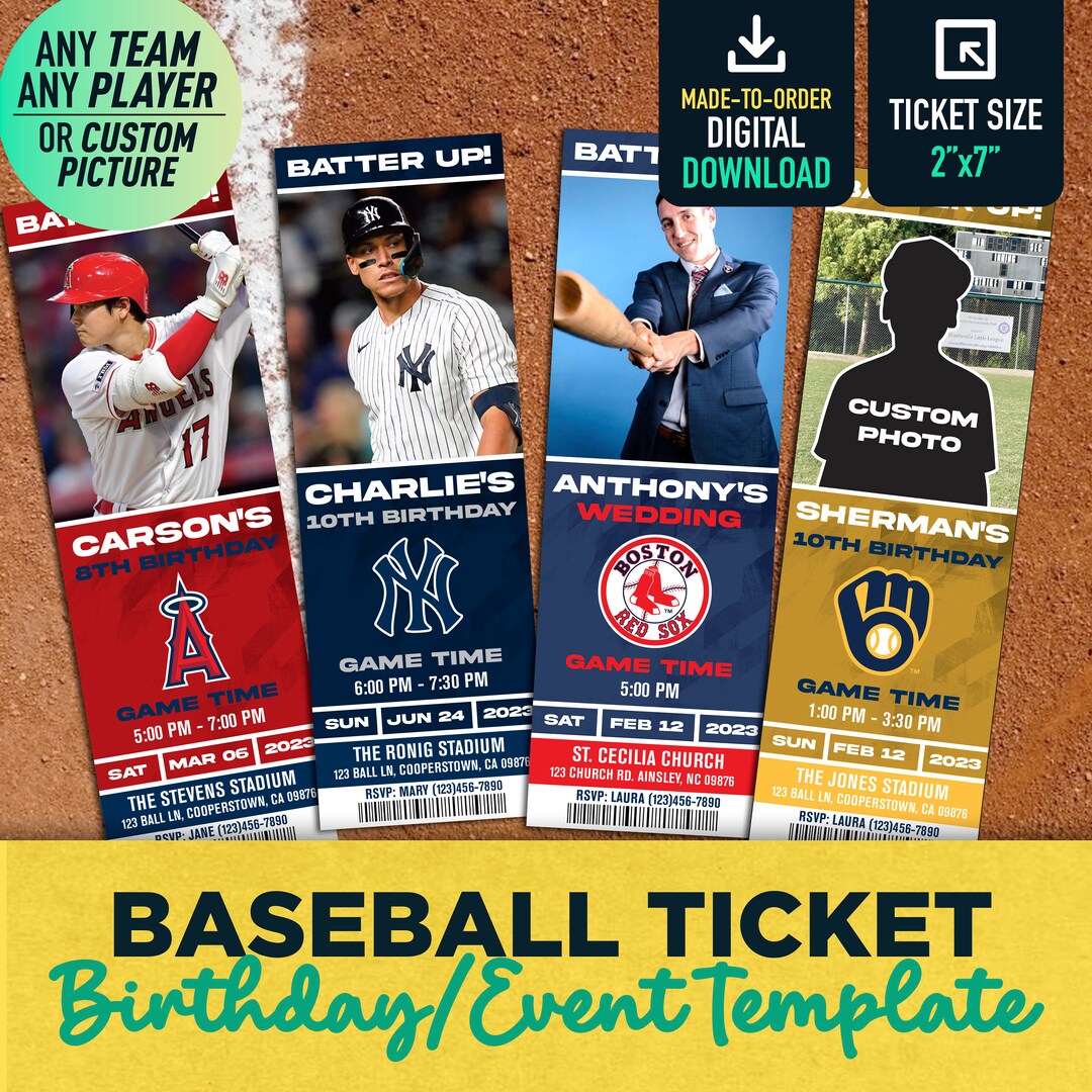 Digital Baseball Invitation Ticket Digital Event Wedding Groom Invite Baseball Birthday Party