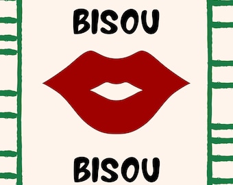 Bisou Bisou Lips print - imprimé esthétique, lèvres, français, baiser