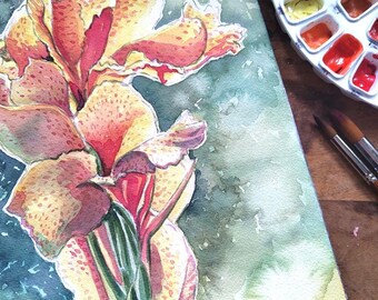 ART EXPERIMENTS - Flower Lily - original watercolour art painting
