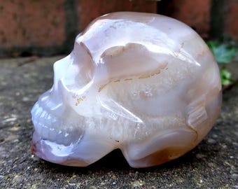 AGATE CRYSTAL SKULL C08 Polished Carved Dendritic Quartz Crystal