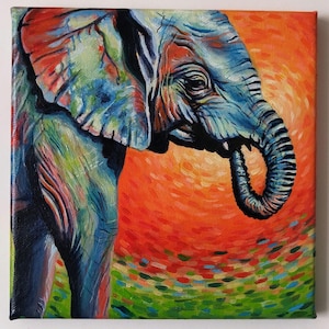 Elephant  - Original Contemporary Animal Artwork Acrylic on Canvas and Framed