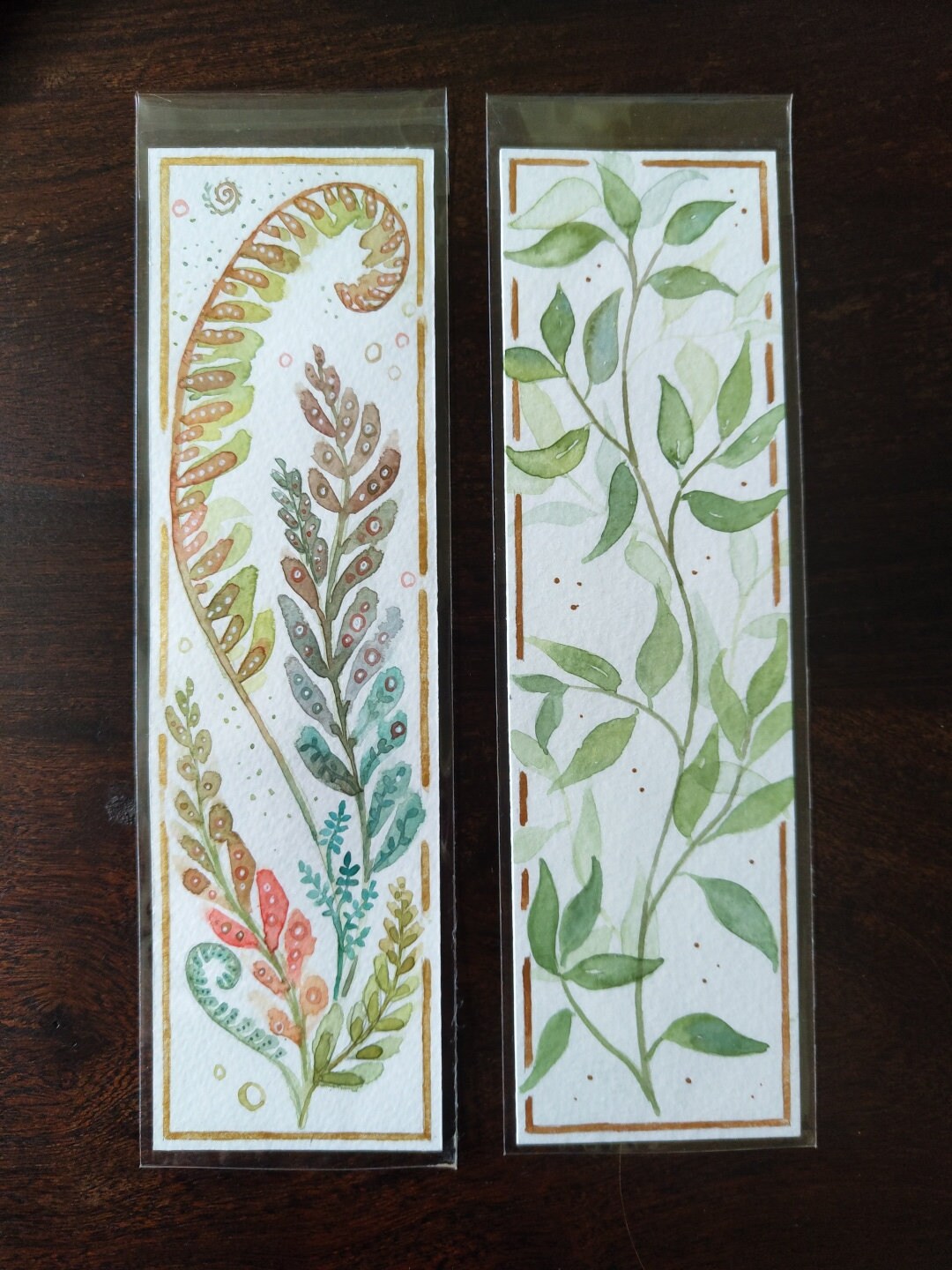 Set of 2 Large BOOKMARKS Hand Painted Art Leaves Nature Plants - Etsy