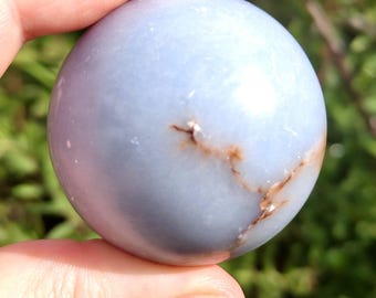ANGELITE CRYSTAL SPHERE P74 Blue Anhydrite polished crystal ball