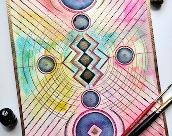 ART EXPERIMENTS - Abstract Light Codes - Original Watercolour Art