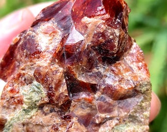 ORANGE GARNET CLUSTER P41 Natural Cluster of Spessartite Crystal in bedrock