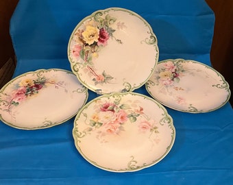 BEAUTIFUL set of four Hand Painted China Plates