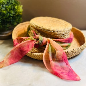 Helen Kaminski Womens OS Raffia Sun Hat Brown Orange Floral Accent Wide Brim Helen Kaminski Floral Crocheted Raffia Wide Brim Hat  main image 2