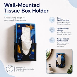 XL Family Size Sneeze Eaze For 200-230 Count Rectangle Kleenex Brand Tissue Box. Wall-Mounted Tissue Box Hanger for Kleenex Brand Tissues.