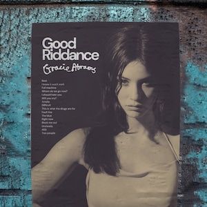 Good Riddance Album Art Print, Gracie Abrams Black Merch Poster, Good Riddance B&W Instant Digital Download A2, A3, A4, A5 image 1