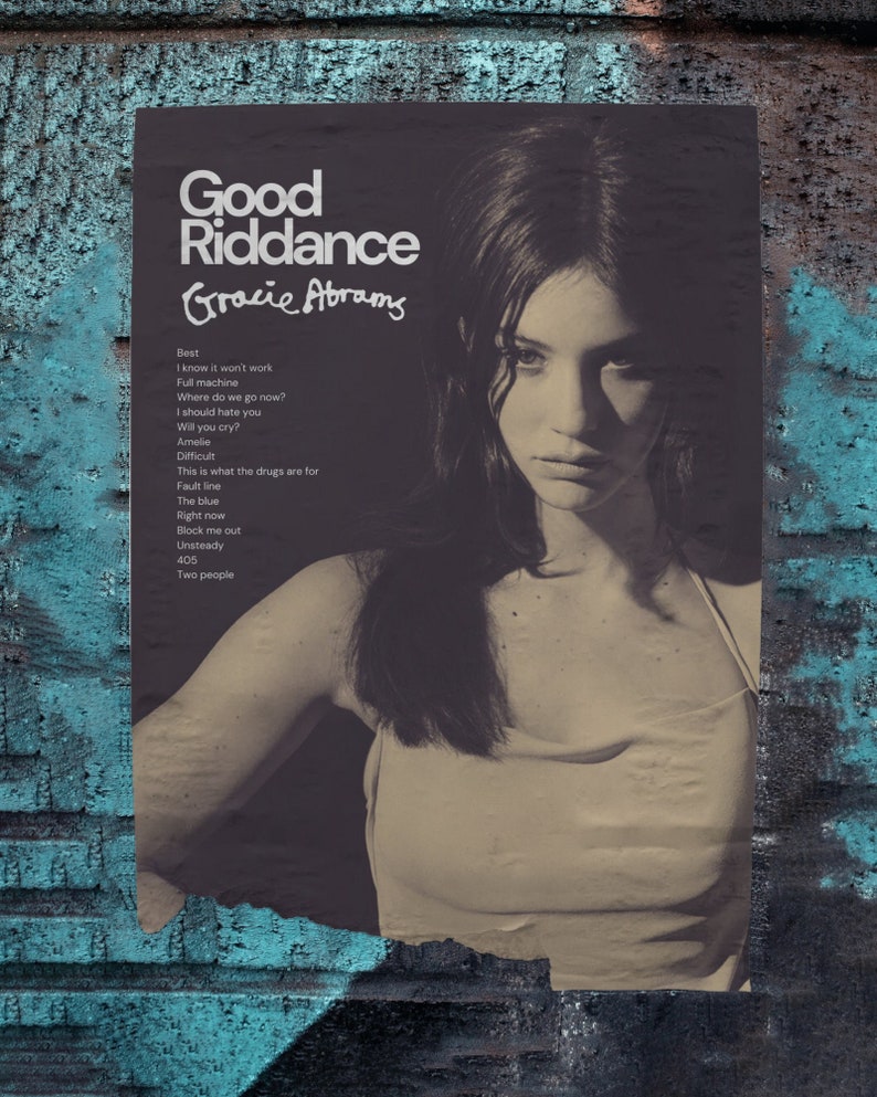 Good Riddance Album Art Print, Gracie Abrams Black Merch Poster, Good Riddance B&W Instant Digital Download A2, A3, A4, A5 image 1