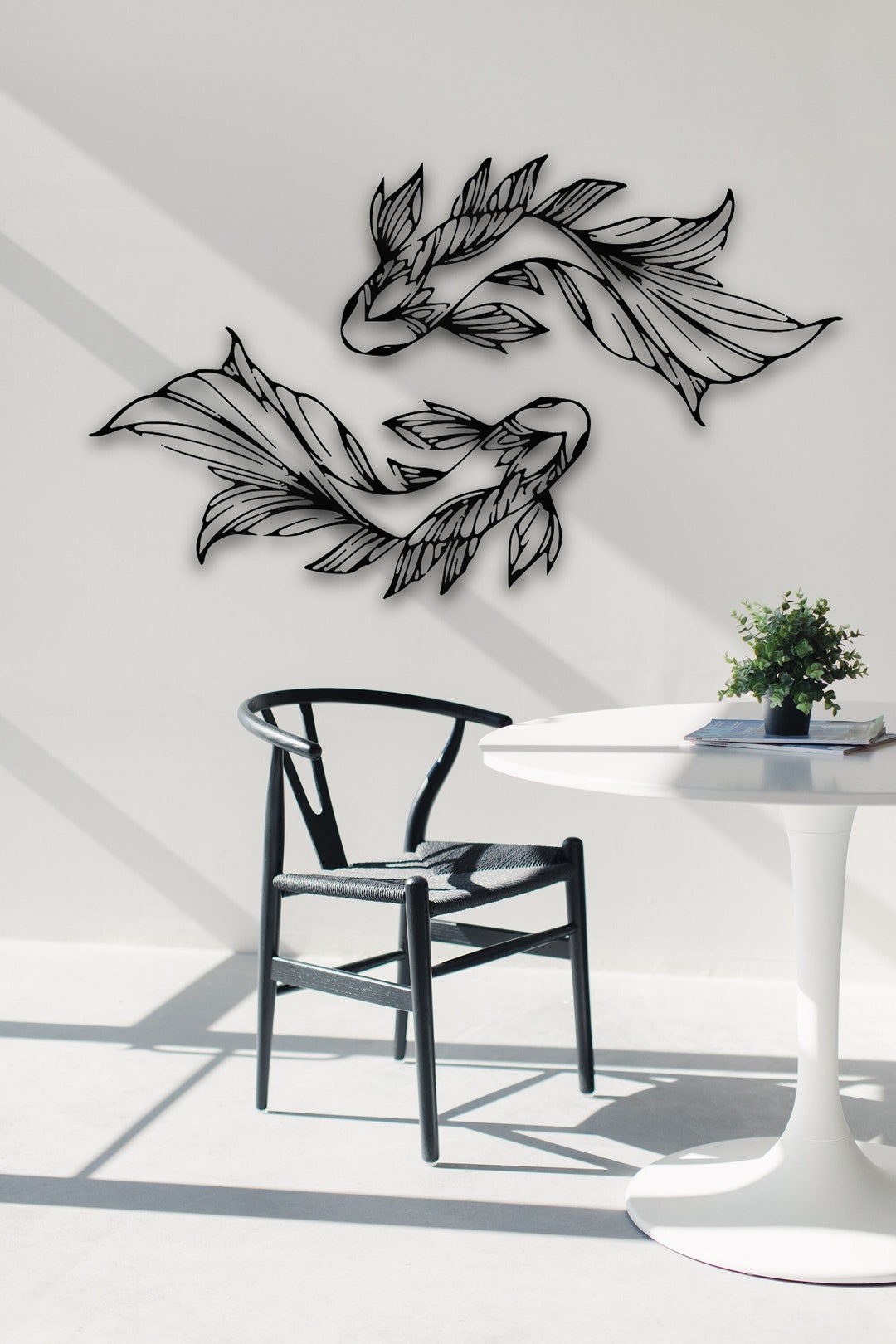 Koi Fish Metal Wall Art, School of Fish Family Interior Wall Decor