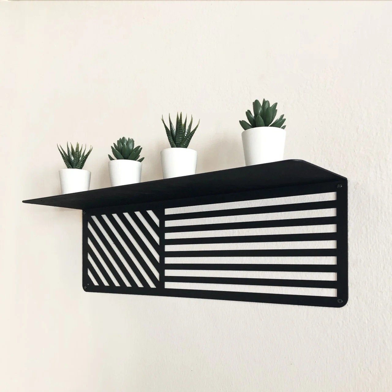 Modern Bent Metal Shelf, Metal Floating Shelf, Metal Picture Shelf, Black Metal Wall Shelf