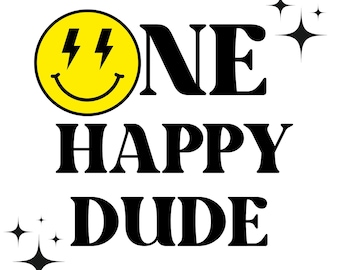 Un tipo feliz / cumpleaños / signo de bienvenida / primer cumpleaños / negro y amarillo / fiesta de cumpleaños / primer cumpleaños del niño / cumpleaños de la cara sonriente