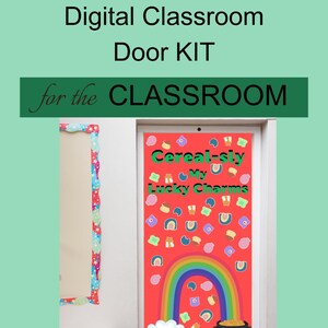 St Patrick&#39;s Day Digital Bulletin Board Decor, Classroom Decoration, Shamrock Theme, Holiday Teacher Resource