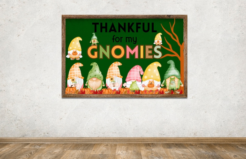 Thanksgiving Gnomes Bulletin Board Kit Printable, Fall Classroom Decor