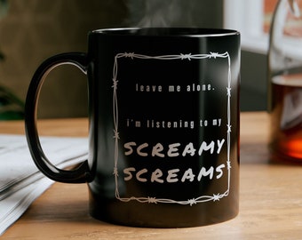 Screamy Screams Black Coffee Mug: Emo Goth Music Gift