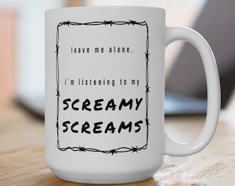 Screamy Screams White Ceramic Mug - Emo Goth Music Gift