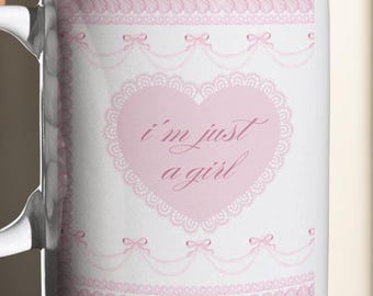 Coquette Ceramic Mug: Girly Cake Pink Coffee Cup