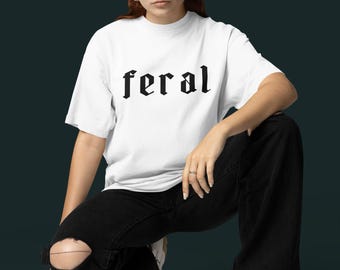 Feral Vintage Gothic Graphic T-Shirt (Cropped or Full Length)