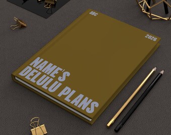 Delulu Plans Journal - Olive | Hardcover 2026 Planner, Personalized Name Option