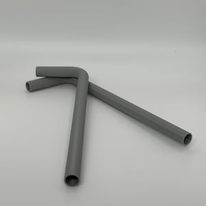 May include: Two gray silicone drinking straws, bent at a 90-degree angle.