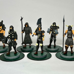 Barrows Brothers Figurenset - OSRS handgemalte 3D-Drucke, RuneScape-Sammlerstücke (Ahrims, Dharoks, Karils, Guthans), RuneScape-Schreibtischdekor
