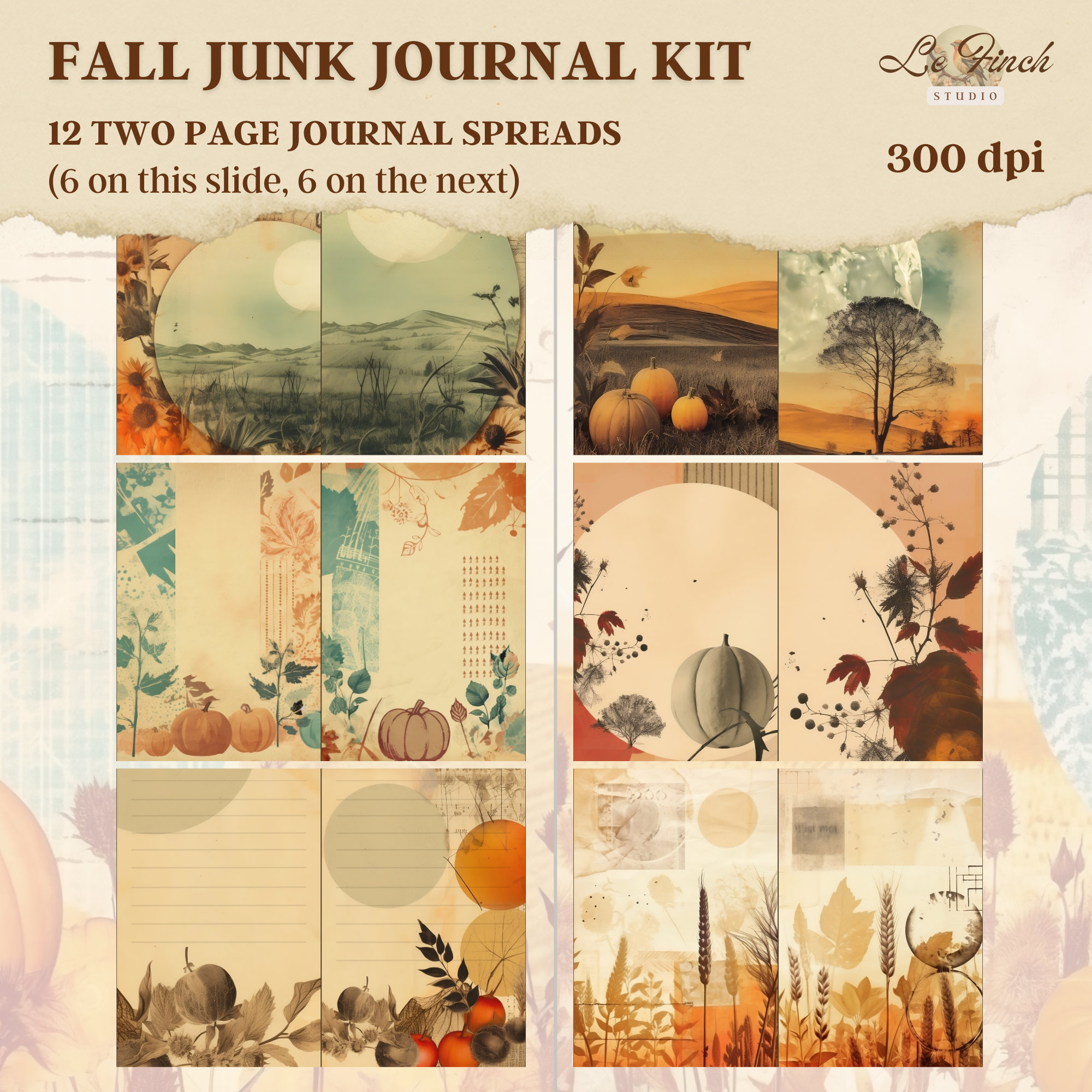 Fall Junk Journal Kit With Fall Digital Papers Fall Tags and Fall ...