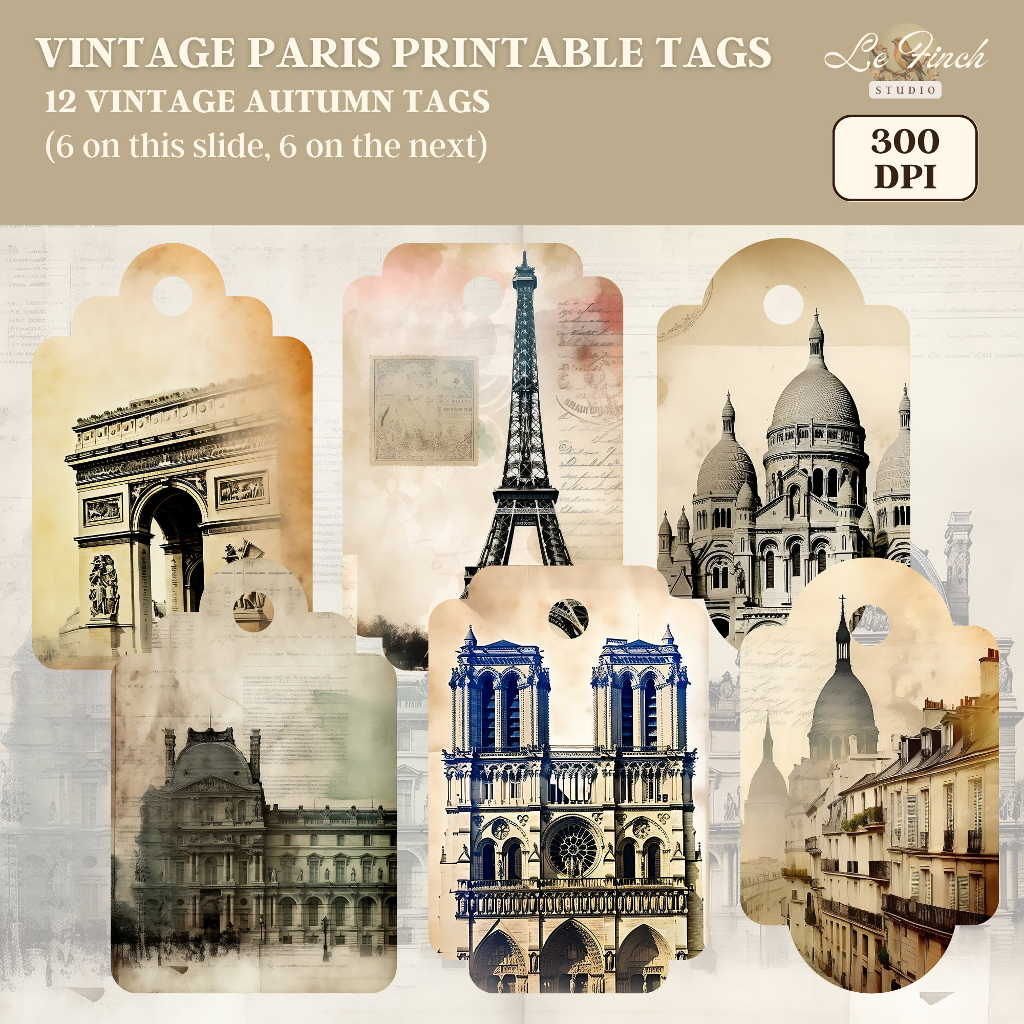 Paris Printable Tags for French Junk Journal France Ephemera Junk ...