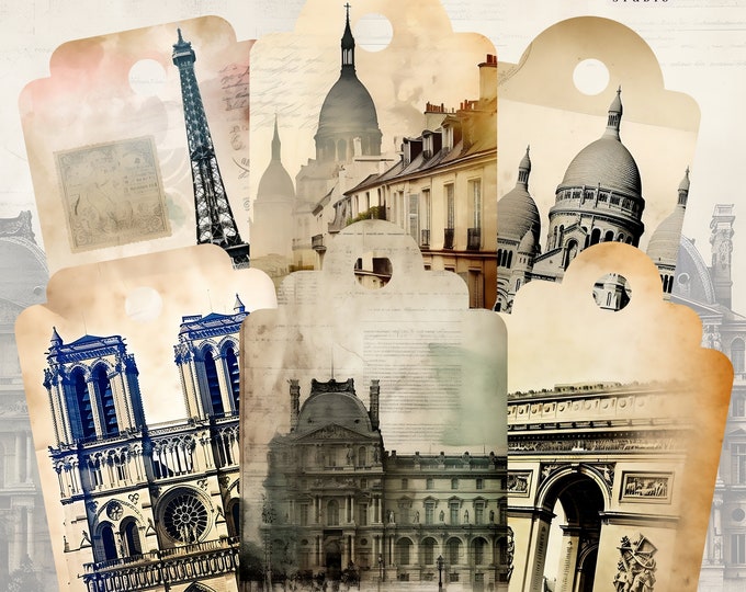 French Ephemera Printable Gift Tags Journaling Cards Paris Scrapbooking ...