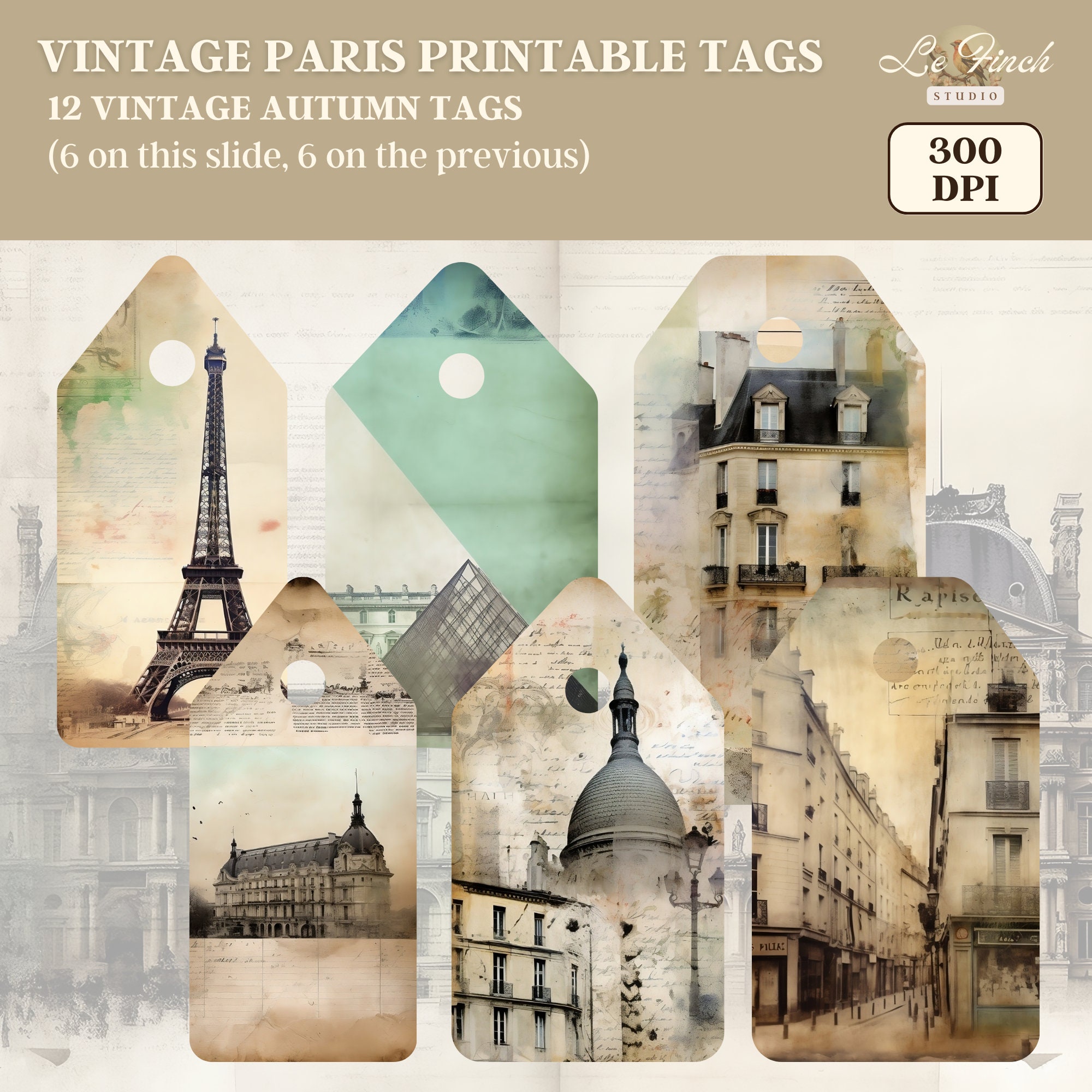 Paris Printable Tags for French Junk Journal France Ephemera Junk ...