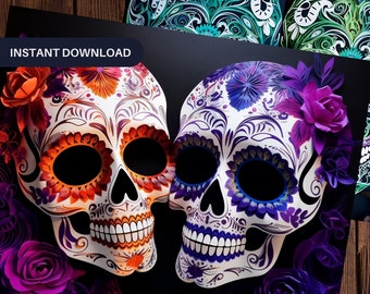 Skull Junk Journal Printable Pages Halloween Journal Digital Papers For A Spooky Scrapbook In 11 x 8.5 And A4 Sizes