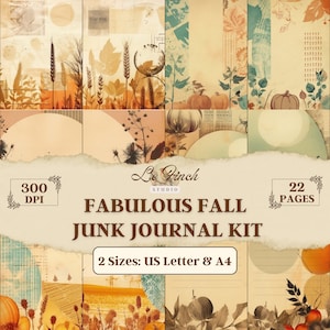 Fall Junk Journal Kit With Fall Digital Papers Fall Tags And Fall Ephemera Autumn Junk Journal Kit Vintage Fall Wallpaper In Letter And A4