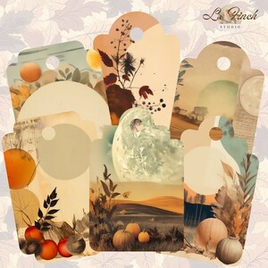 Vintage Fall Printable Tags For Autumn Junk Journal Harvest Ephemera Junk Journal Supplies Rural Handmade Scrapbook Digital Gift Tags